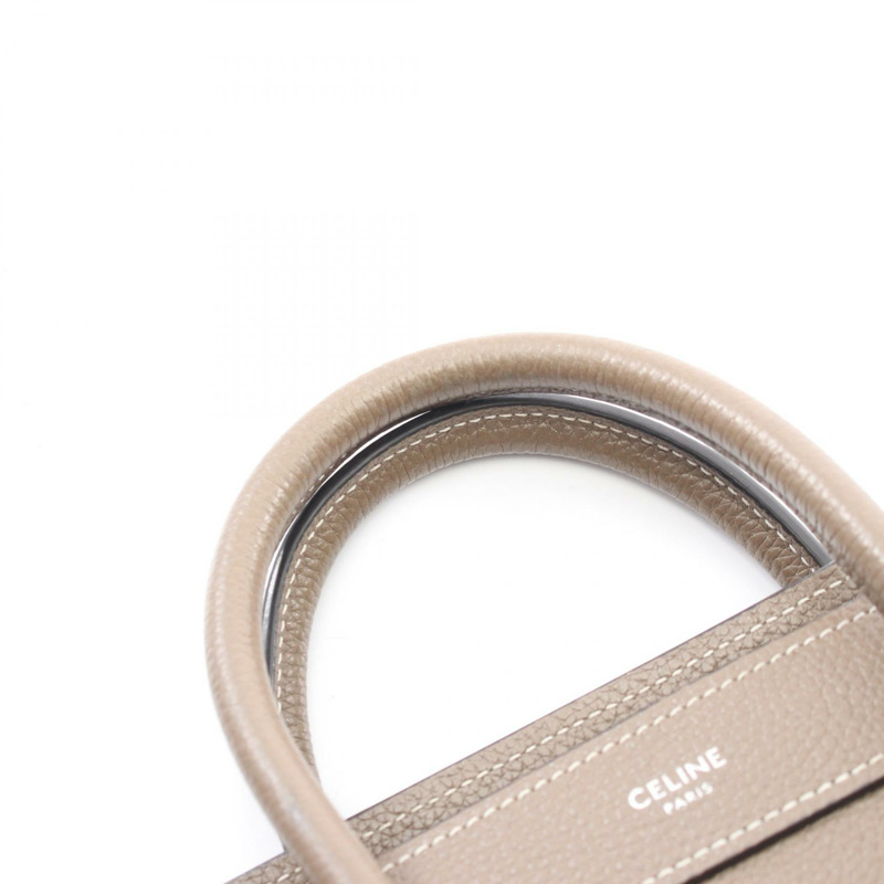 CELINE Luggage Nano Shopper 單肩斜背包 189243 皮革 米色 二手-5