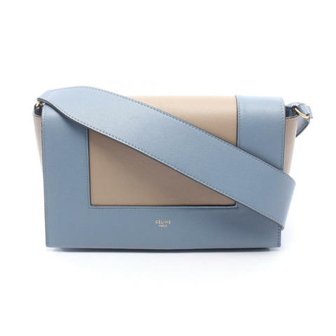 CELINE Frame 中型單肩包，皮革材質，米藍色，二手女款