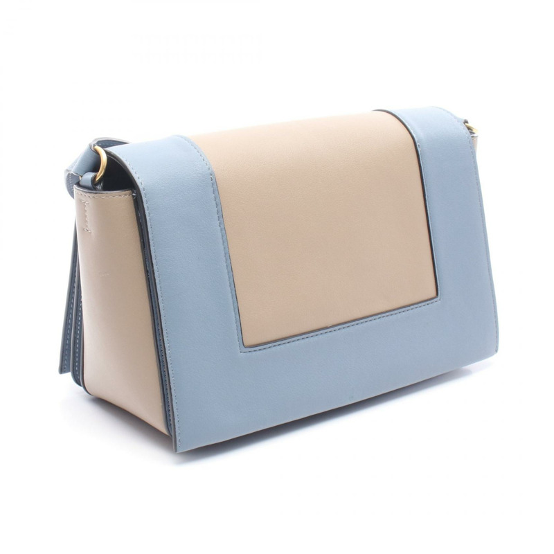 CELINE Frame 中型單肩包,皮革材質,米藍色,二手女款-1