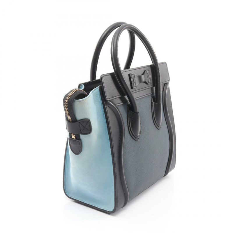 CELINE Luggage Micro Shopper 手提包,皮革材質,海軍藍/黑色,二手女款-1