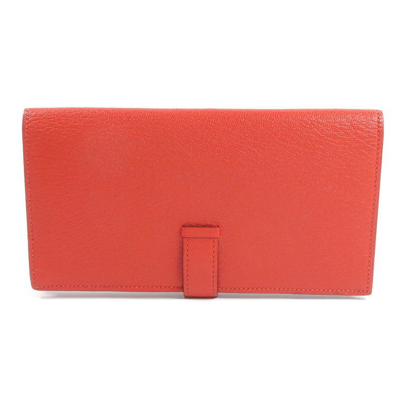 HERMES Chevre皮革Bearn Wallet長錢包Rouge de Coeur-1