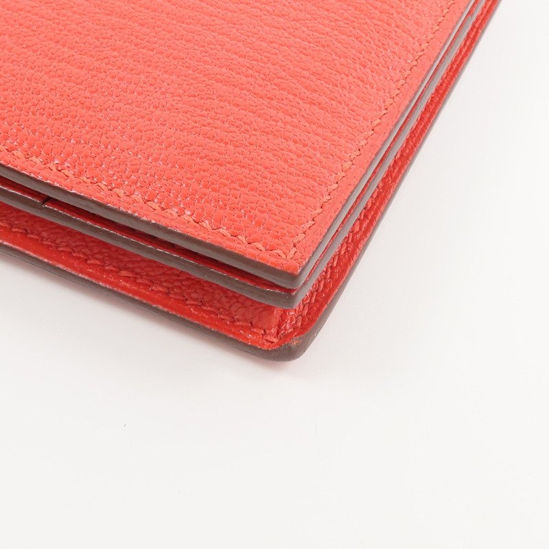 HERMES Chevre皮革Bearn Wallet長錢包Rouge de Coeur-6