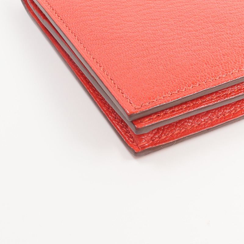 HERMES Chevre皮革Bearn Wallet長錢包Rouge de Coeur-7