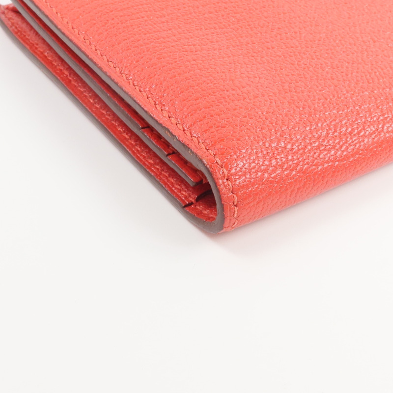 HERMES Chevre皮革Bearn Wallet長錢包Rouge de Coeur-8