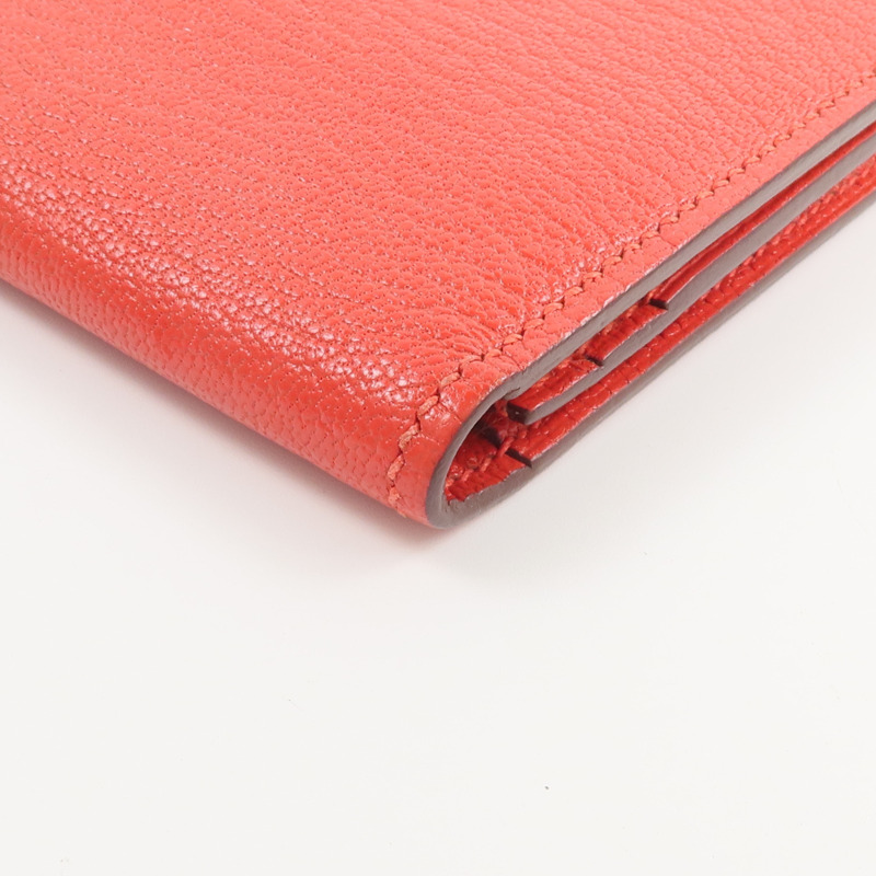 HERMES Chevre皮革Bearn Wallet長錢包Rouge de Coeur-9