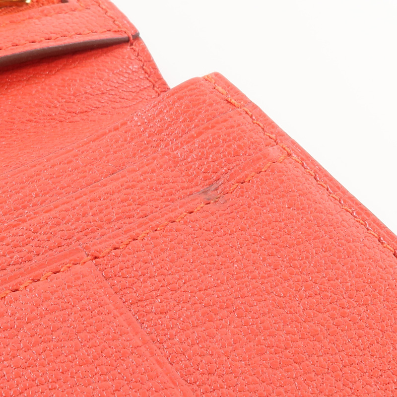 HERMES Chevre皮革Bearn Wallet長錢包Rouge de Coeur-14