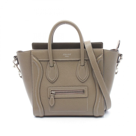 CELINE Luggage Nano Shopper 單肩斜背包 189243 皮革 灰色 二手