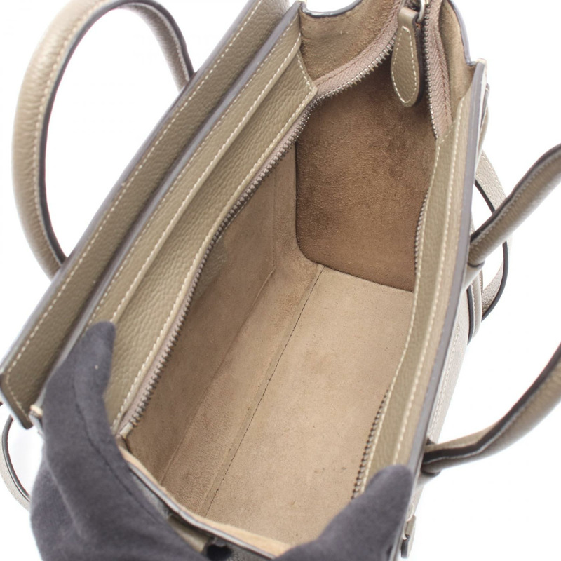 CELINE Luggage Nano Shopper 單肩斜背包 189243 皮革 灰色 二手-2