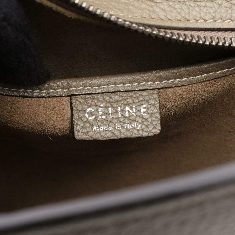 CELINE Luggage Nano Shopper 單肩斜背包 189243 皮革 灰色 二手-3