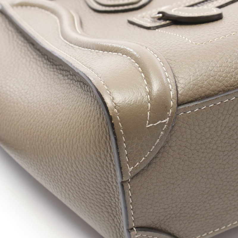 CELINE Luggage Nano Shopper 單肩斜背包 189243 皮革 灰色 二手-4