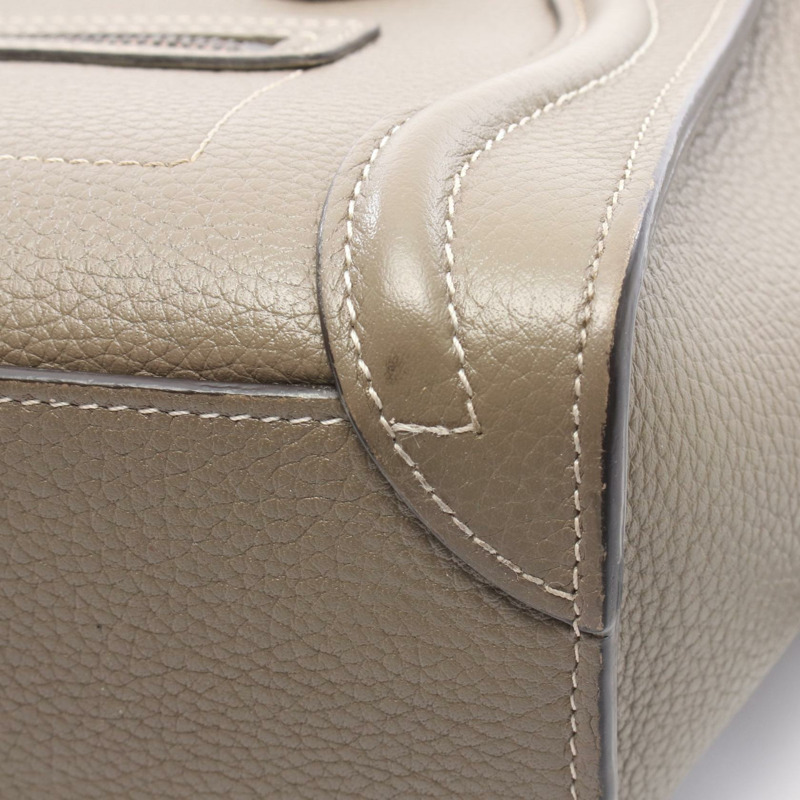 CELINE Luggage Nano Shopper 單肩斜背包 189243 皮革 灰色 二手-5