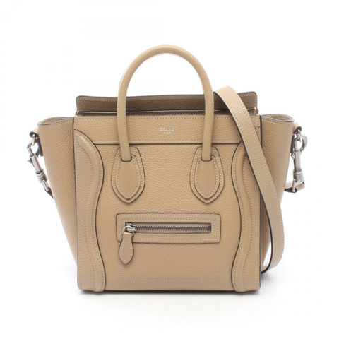 CELINE Luggage Nano Shopper 單肩斜背包 189243 皮革 米色 二手
