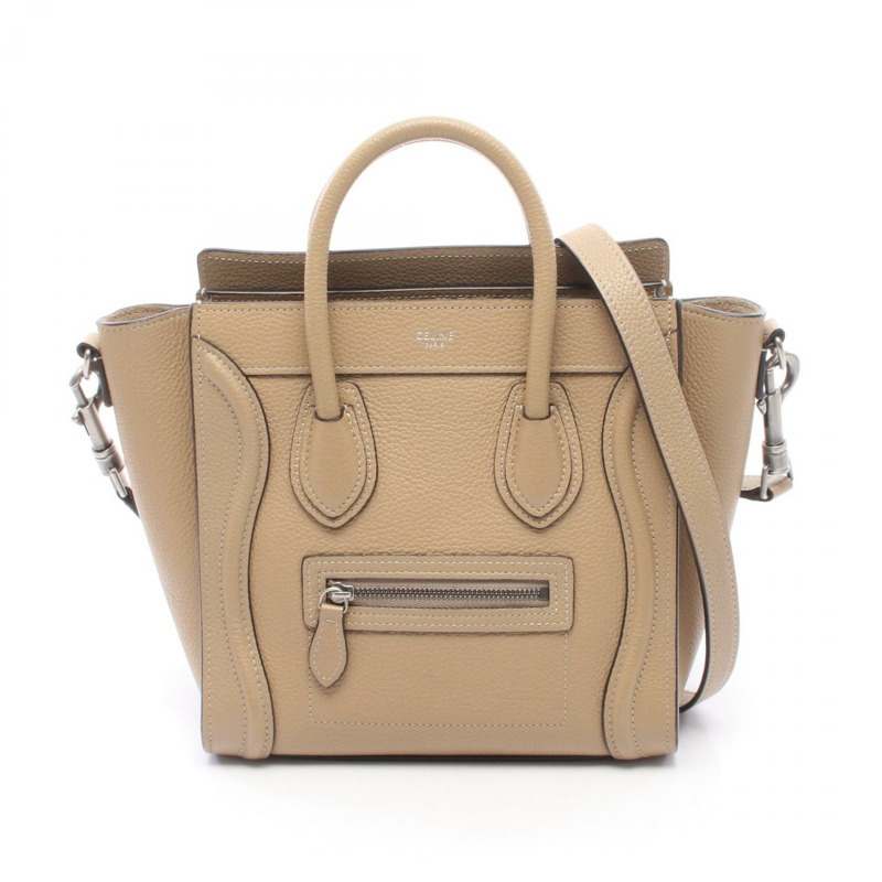 CELINE Luggage Nano Shopper 單肩斜背包 189243 皮革 米色 二手-0