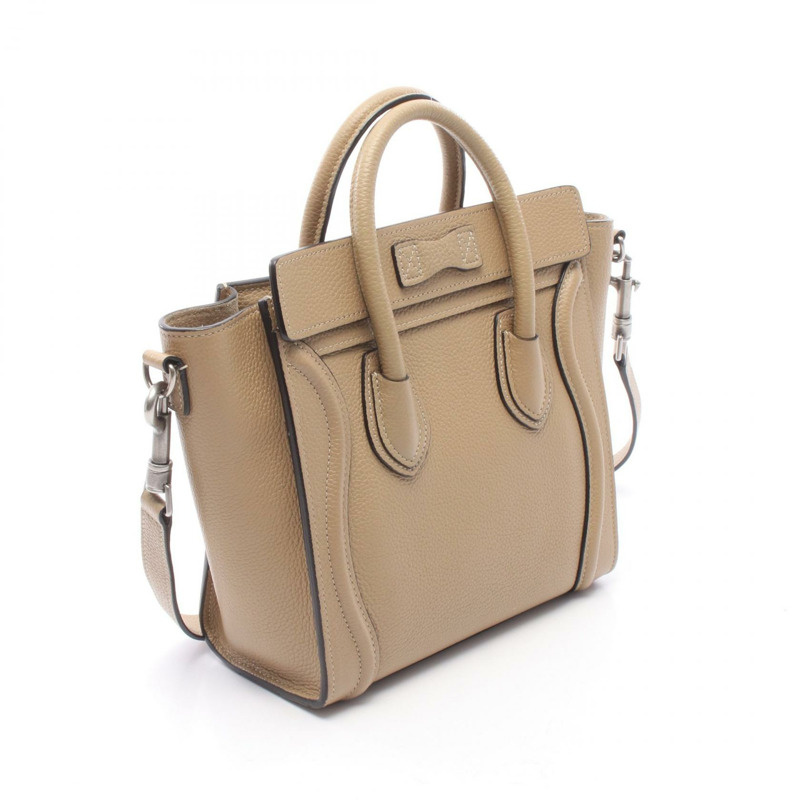 CELINE Luggage Nano Shopper 單肩斜背包 189243 皮革 米色 二手-1
