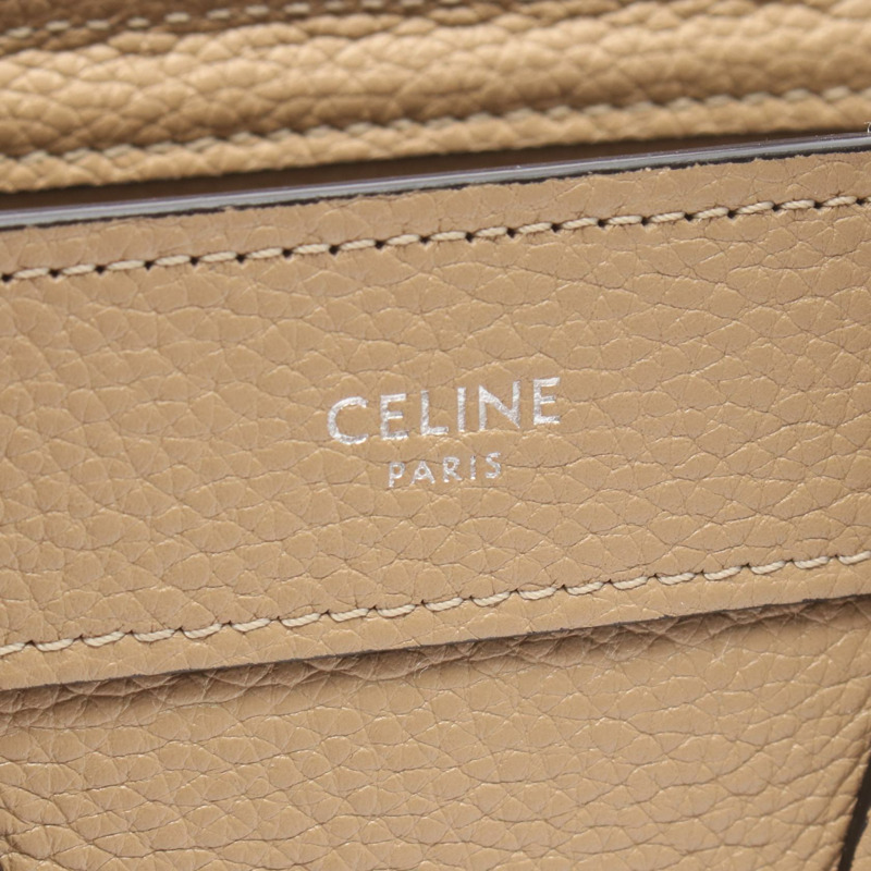 CELINE Luggage Nano Shopper 單肩斜背包 189243 皮革 米色 二手-3