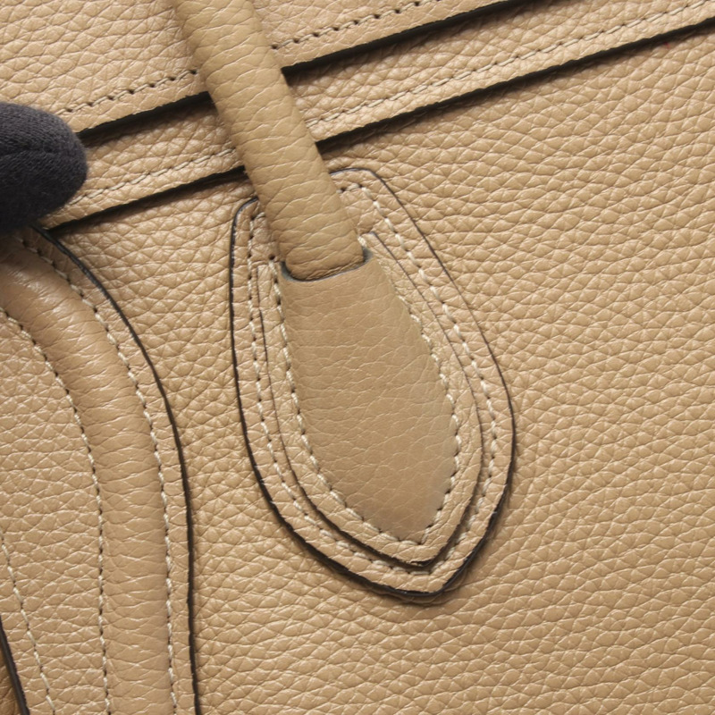 CELINE Luggage Nano Shopper 單肩斜背包 189243 皮革 米色 二手-7