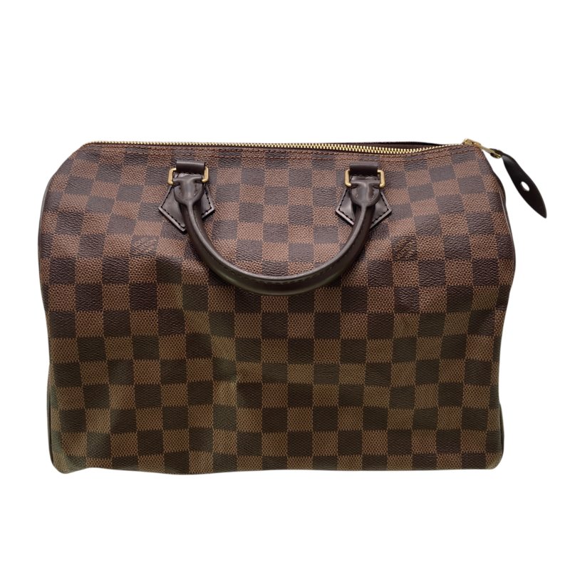 LOUIS VUITTON 路易威登 SPEEDY 30 深棕色 PVC帆布 金釦-1