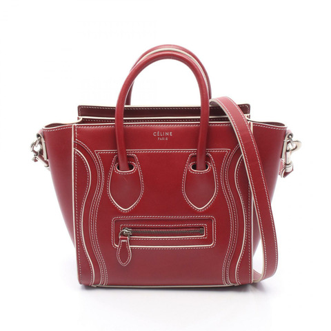 CELINE Luggage Nano Shopper 單肩斜背手提包，紅色皮革，二手