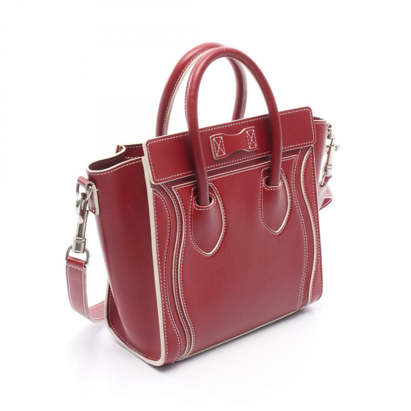 CELINE Luggage Nano Shopper 單肩斜背手提包，紅色皮革，二手-1