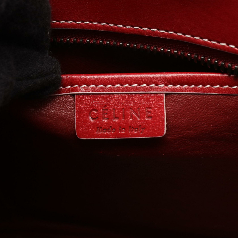 CELINE Luggage Nano Shopper 單肩斜背手提包，紅色皮革，二手-3