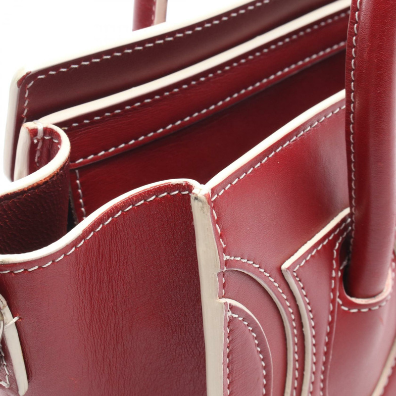 CELINE Luggage Nano Shopper 單肩斜背手提包，紅色皮革，二手-5