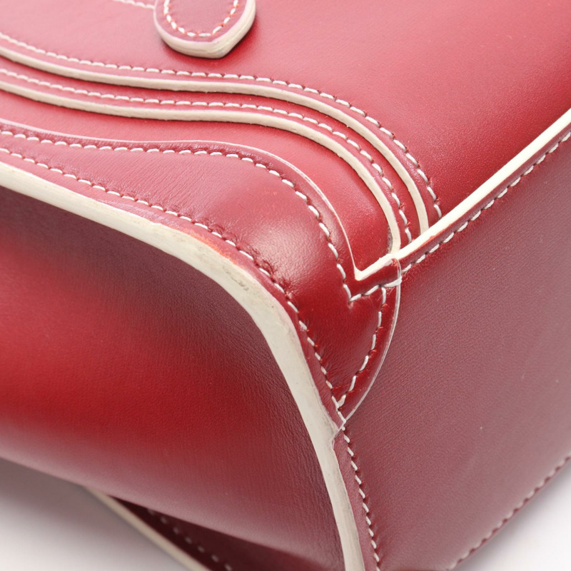 CELINE Luggage Nano Shopper 單肩斜背手提包，紅色皮革，二手-7