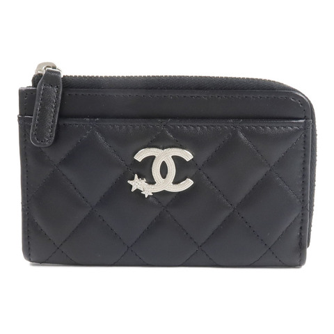 CHANEL 羊皮皮革Rhinestone Star CC Logo Card Holder錢包
