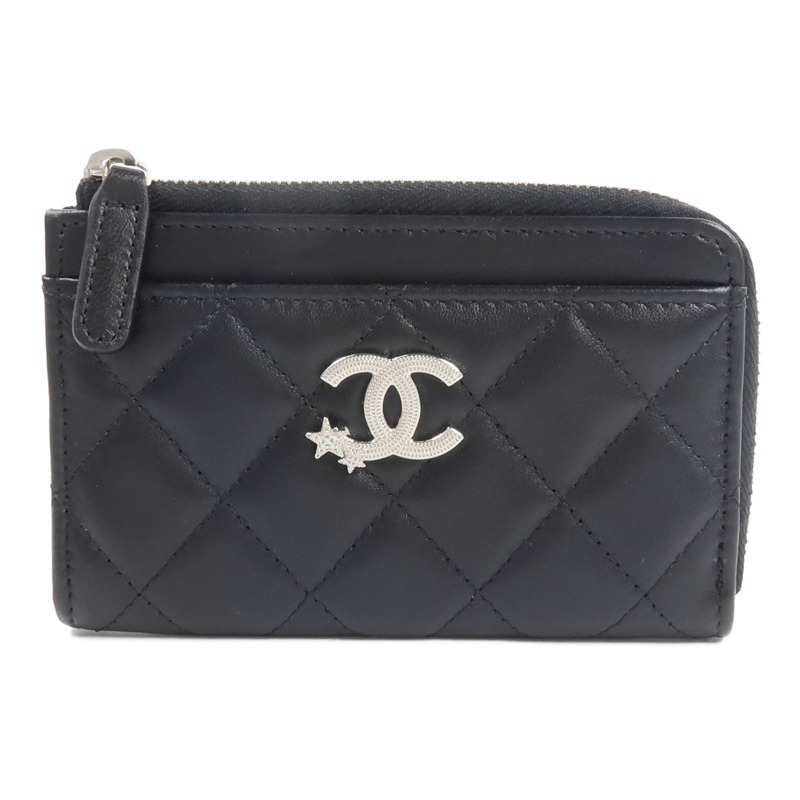 CHANEL 羊皮皮革Rhinestone Star CC Logo Card Holder錢包-0
