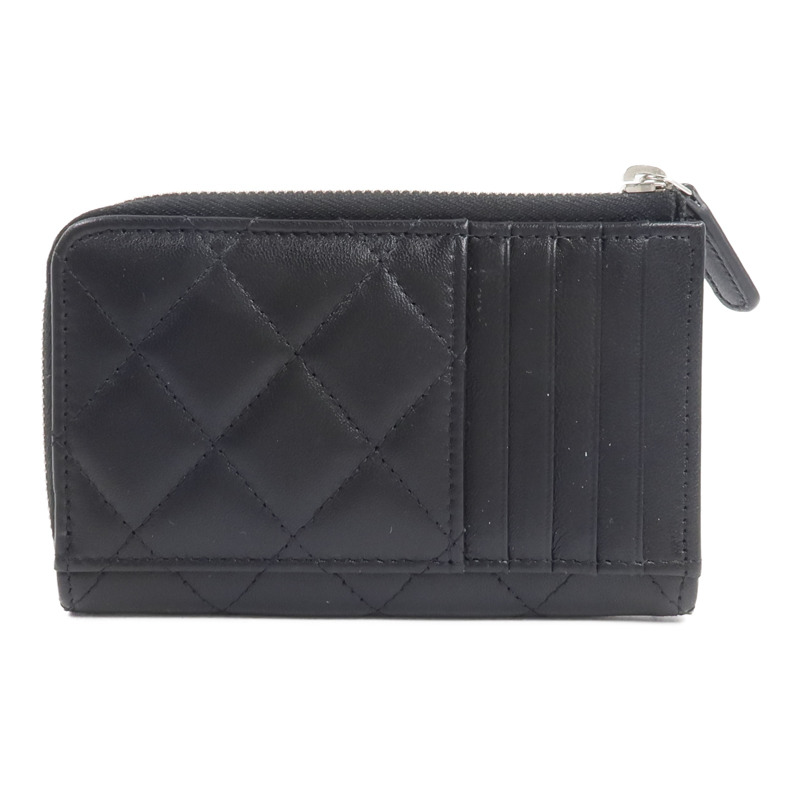 CHANEL 羊皮皮革Rhinestone Star CC Logo Card Holder錢包-1