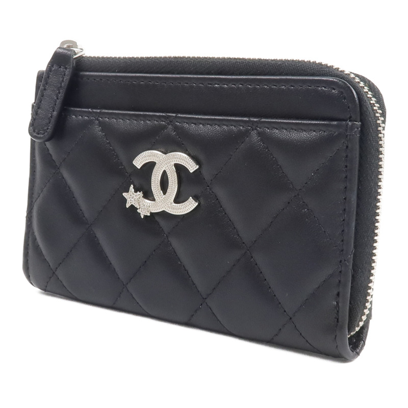 CHANEL 羊皮皮革Rhinestone Star CC Logo Card Holder錢包-2