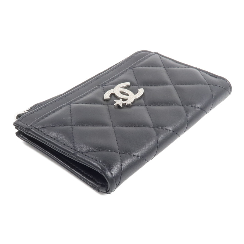 CHANEL 羊皮皮革Rhinestone Star CC Logo Card Holder錢包-3