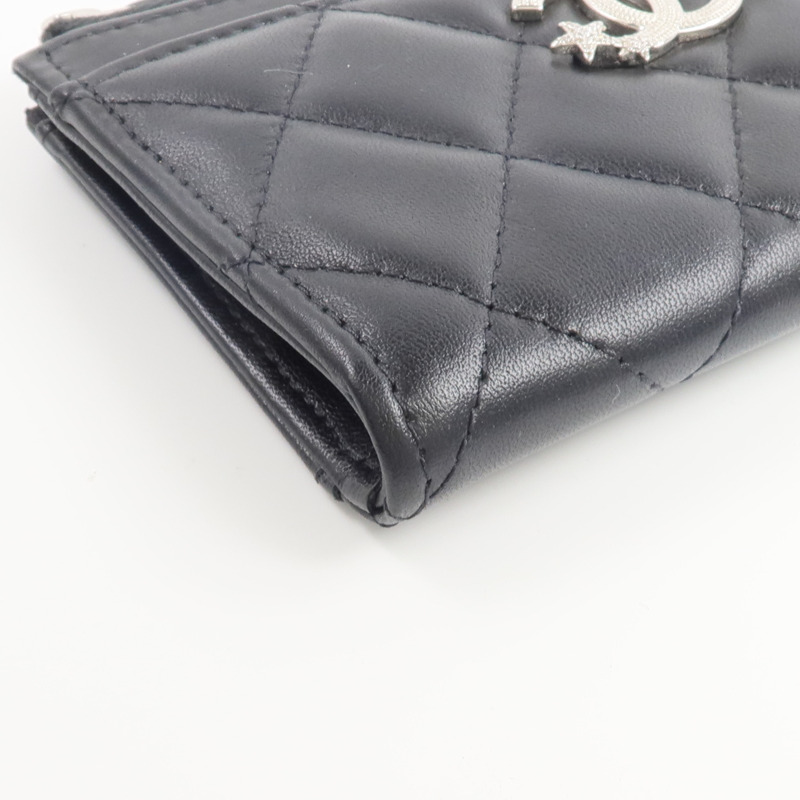 CHANEL 羊皮皮革Rhinestone Star CC Logo Card Holder錢包-7