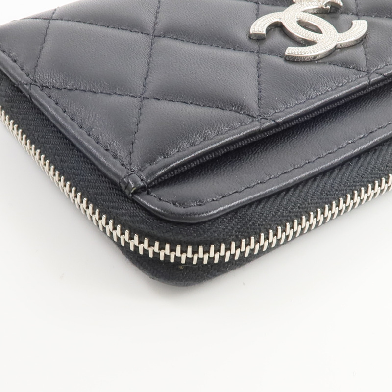 CHANEL 羊皮皮革Rhinestone Star CC Logo Card Holder錢包-8