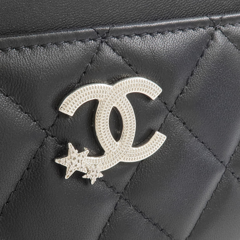 CHANEL 羊皮皮革Rhinestone Star CC Logo Card Holder錢包-10