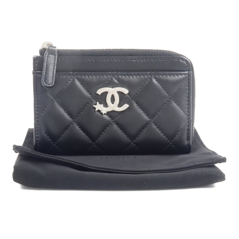 CHANEL 羊皮皮革Rhinestone Star CC Logo Card Holder錢包-15