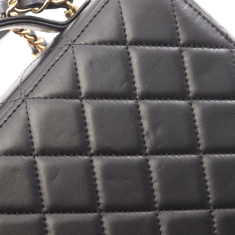香奈兒 (CHANEL) Matelasse Vanity Chain 單肩斜背包，羊皮材質，黑色，金色五金，二手-6