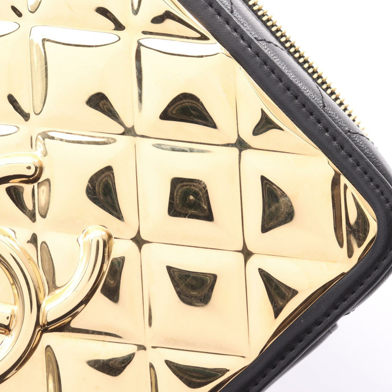 香奈兒 (CHANEL) Matelasse Vanity Chain 單肩斜背包，羊皮材質，黑色，金色五金，二手-9