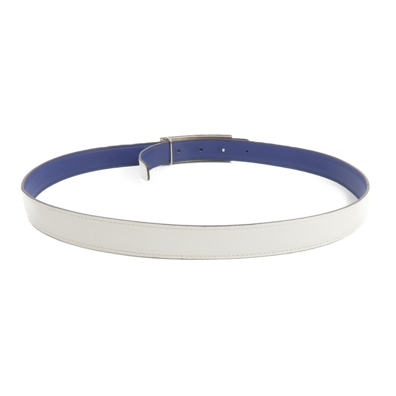 HERMES Epsom/Swift皮革Rival Reversible Belt 85cm皮帶Bleu Saphire/Blanc-2
