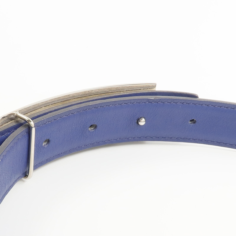 HERMES Epsom/Swift皮革Rival Reversible Belt 85cm皮帶Bleu Saphire/Blanc-4