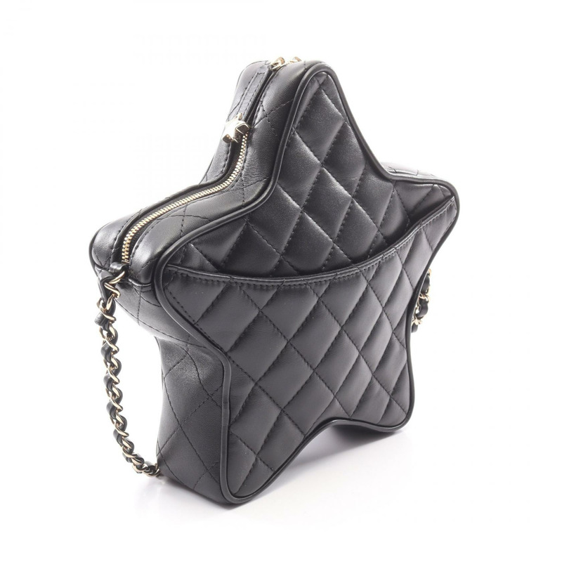 香奈兒 (CHANEL) 絎縫星形鏈條肩背斜背包 AS4579 黑色皮革 金色五金 二手-1