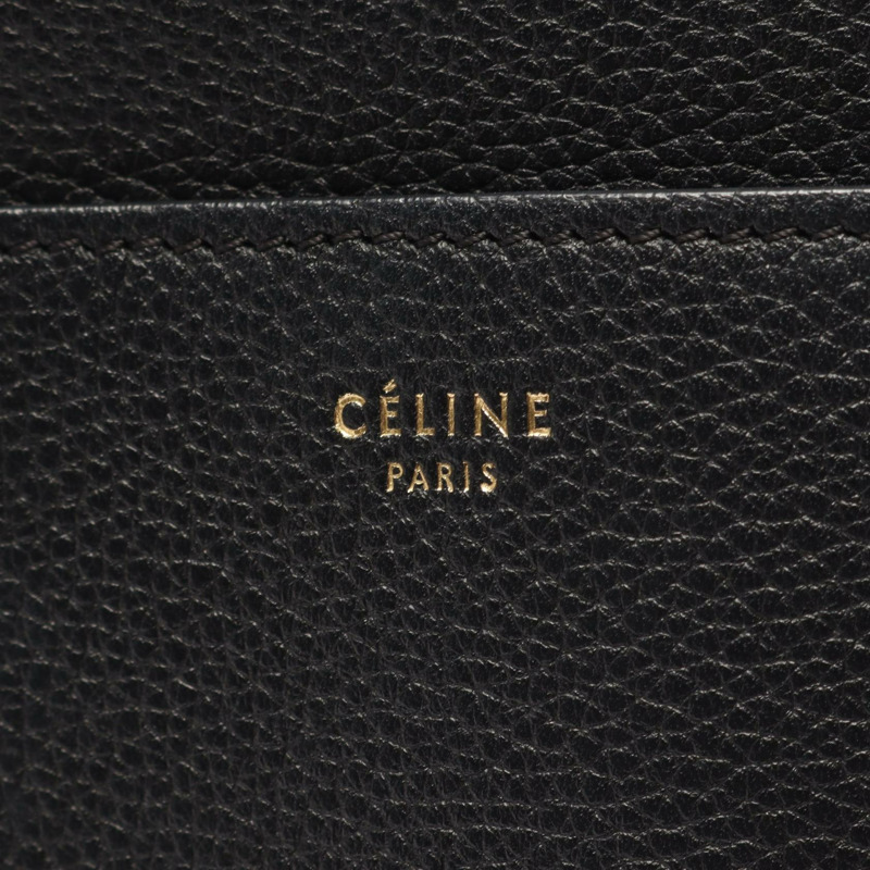 CELINE Sangle 水桶包 中型單肩手提包 黑色皮革 二手 女士-3