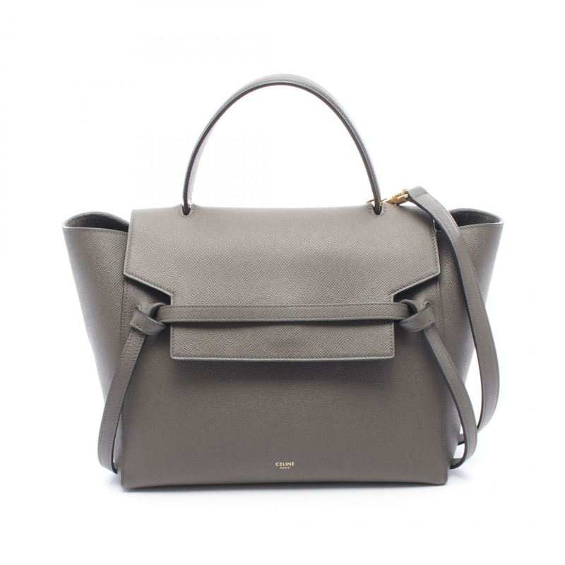 CELINE BELT BAG MINI 單肩手提包 灰色皮革 GHW 二手 女士-0
