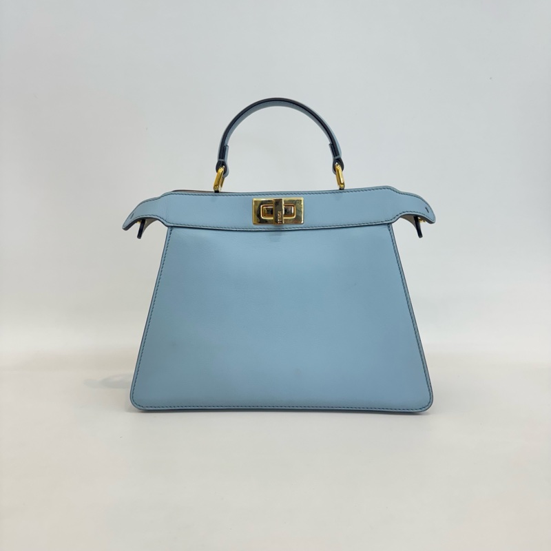 99新❤️Fendi/芬迪peekaboo ISeeU藍金風琴小號單肩斜挎包手提包，金扣💙正品保障-3