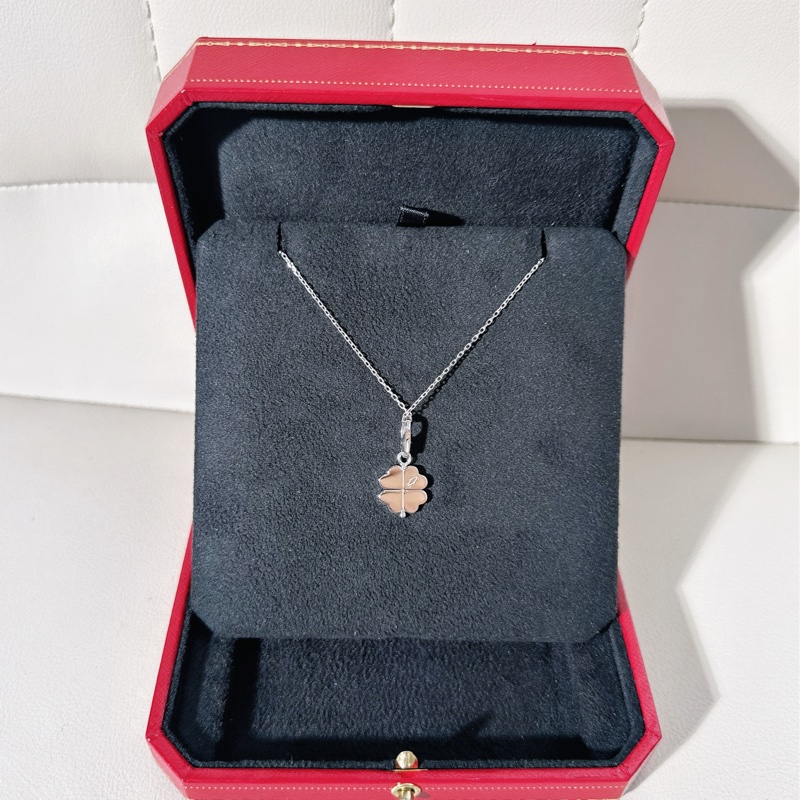 Cartier 卡地亞 Vintage 中古 四葉草項鍊，18K 白金鑲鑽-1