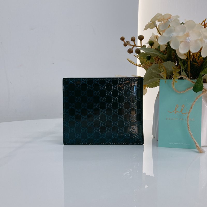 MS0701 Gucci 古馳經典款中長短錢包 漆皮深藍色 Microssima Bi-Fold Wallet Patent Leather Blue-1