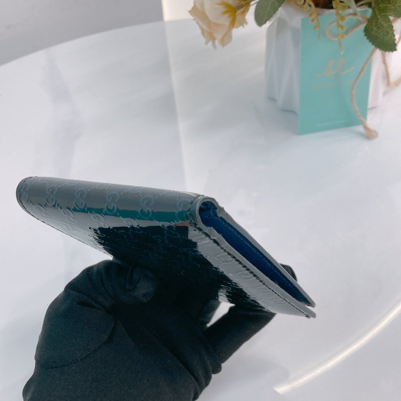 MS0701 Gucci 古馳經典款中長短錢包 漆皮深藍色 Microssima Bi-Fold Wallet Patent Leather Blue-4