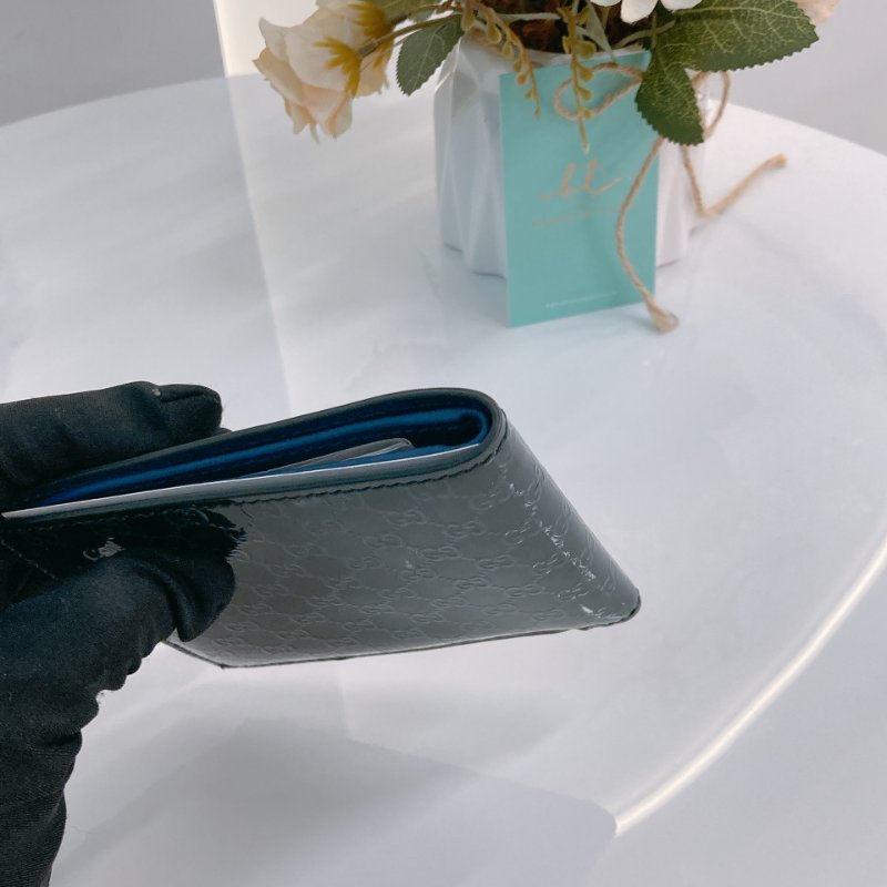 MS0701 Gucci 古馳經典款中長短錢包 漆皮深藍色 Microssima Bi-Fold Wallet Patent Leather Blue-5