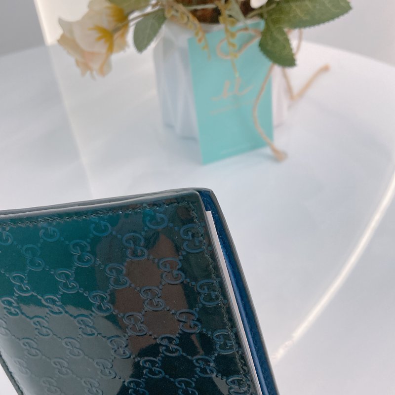 MS0701 Gucci 古馳經典款中長短錢包 漆皮深藍色 Microssima Bi-Fold Wallet Patent Leather Blue-7