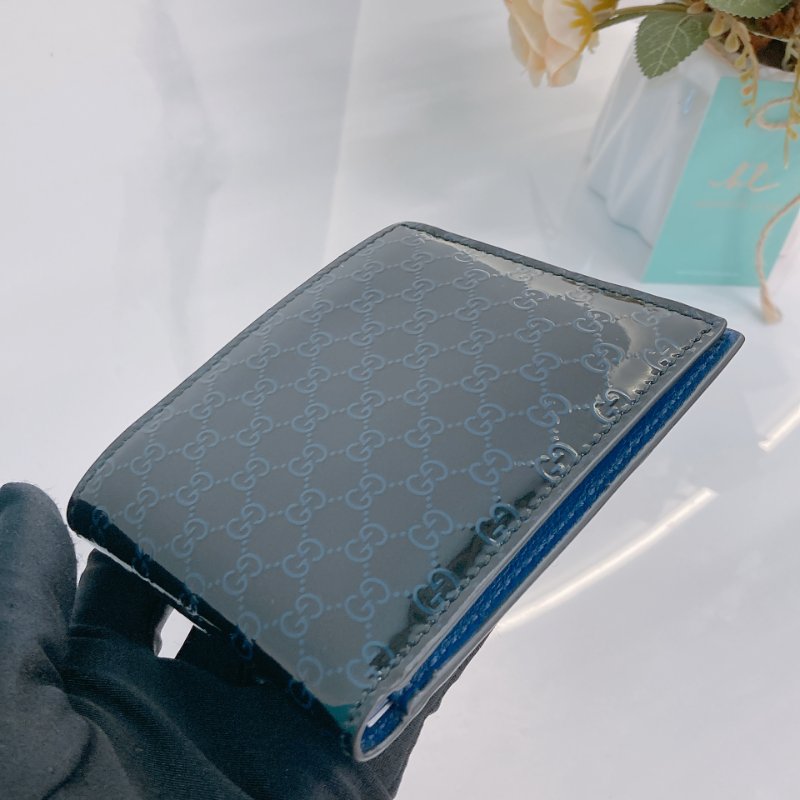 MS0701 Gucci 古馳經典款中長短錢包 漆皮深藍色 Microssima Bi-Fold Wallet Patent Leather Blue-13