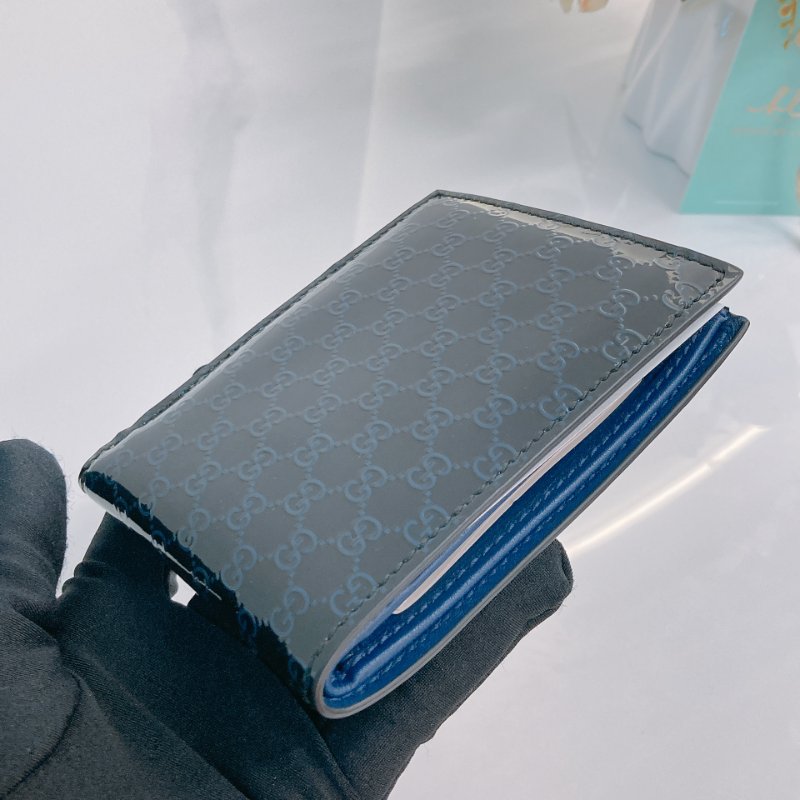 MS0701 Gucci 古馳經典款中長短錢包 漆皮深藍色 Microssima Bi-Fold Wallet Patent Leather Blue-14